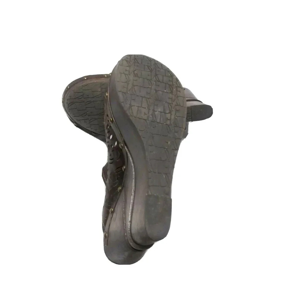 Diane Von Furstenberg Ode brown leather cutout clogs Size 5 M